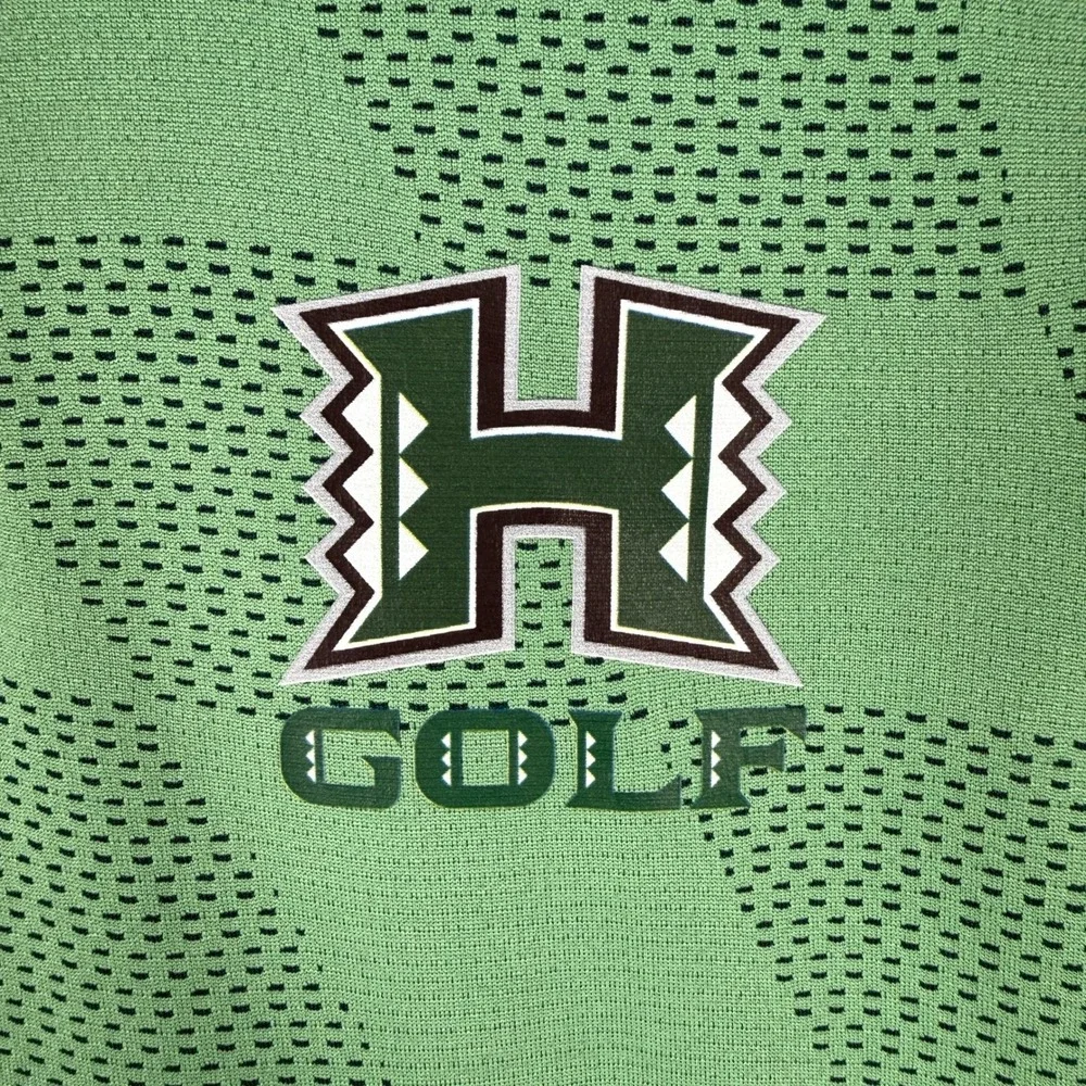 Hawaii Rainbow Warriors Adidas Golf Polo Shirt Mens M Green Jacquard Collegiate